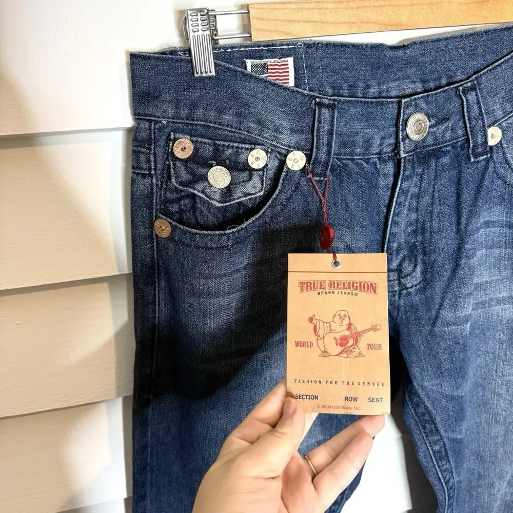 TRUE RELIGION BILLY SUPER T Big Flap Bootcut Relaxed Men's Jeans 34 x 33 NWT